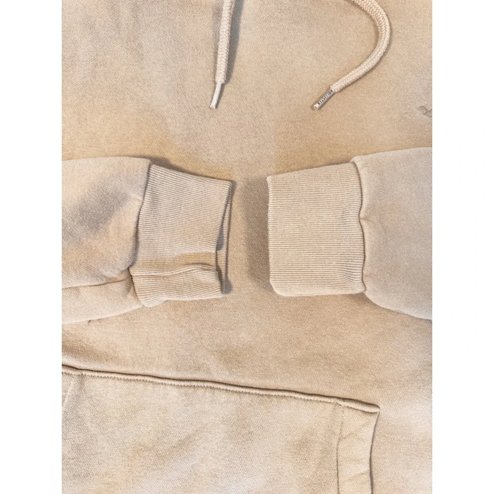 Hollister Mens Medium Tan Brown  Hoodie Embroidered Seagull‎ Logo Pullover